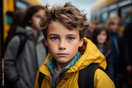 School child going back to school AI generated image