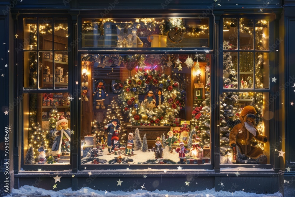 Elaborate Christmas Showcase with Animated Holiday Characters