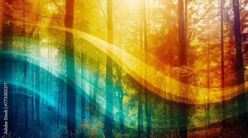 Serene autumn light, capturing the tranquil beauty of a forest bathed in sunlight