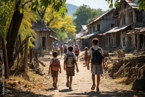 Children from poor countries and going to school.