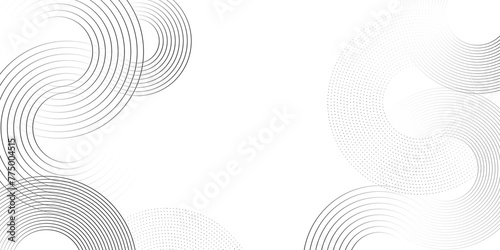 Abstract white back Dots and lines in circles over white background. Round with black circle rings. Digital future technology concept. vector illustration