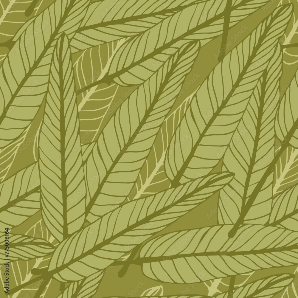 Leaves seamless pattern illustration, vector background