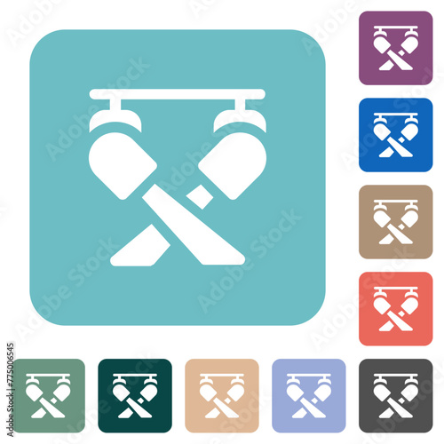 Stage floodlight solid rounded square flat icons