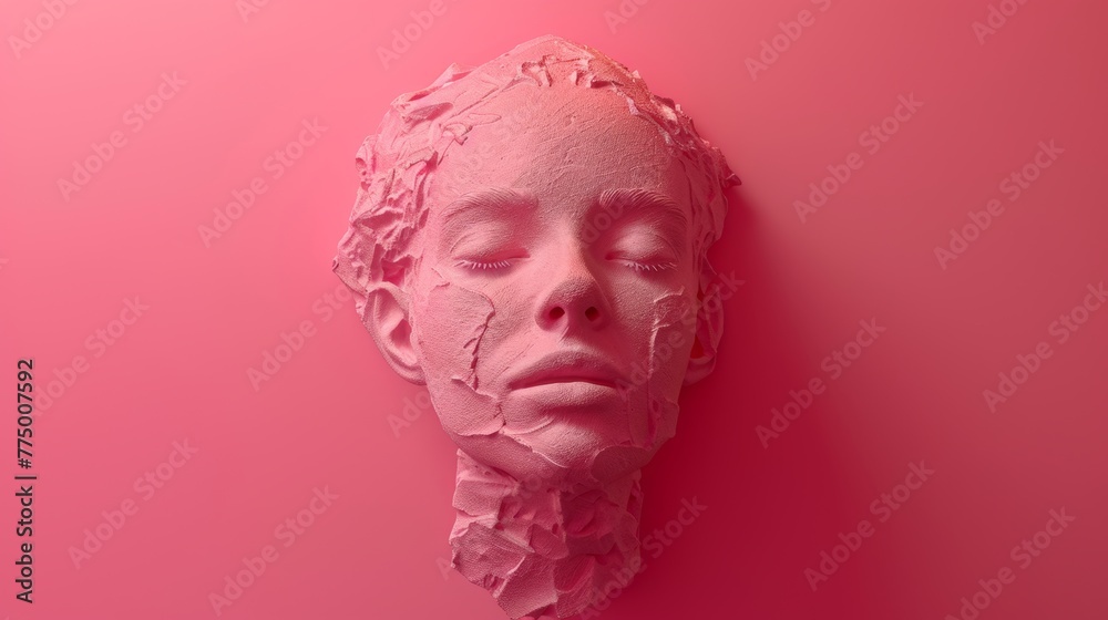 Artistic representation of a face with textured layers
