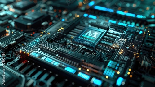 Advanced AI Technology, High-Tech Microchip for Computing Applications