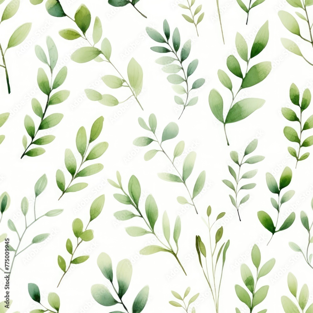 Fototapeta premium Elegant floral seamless pattern with flower and leaves watercolor on white background.