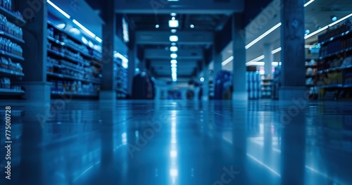 a blue retail media background for a presentation photo