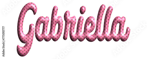 Gabriella - pink color with dots, fabric style -name - three-dimensional effect tubular writing - Vector graphics - Word for greetings, banners, card, prints, cricut, silhouette, sublimation
