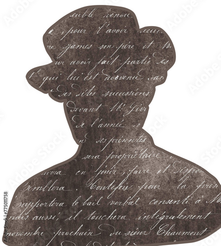 silhouette of a man with hat- stylized drawing - icon - ideal for website, email, presentation, advertisement, label, sticker, postcard,, cricut, sublimation	
