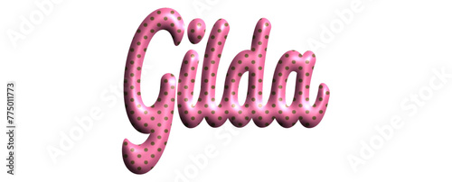 Gilda - pink color with dots, fabric style -name - three-dimensional effect tubular writing - Vector graphics - Word for greetings, banners, card, prints, cricut, silhouette, sublimation