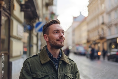 Portrait of a handsome man in the streets of Prague, Czech Republic © Iigo