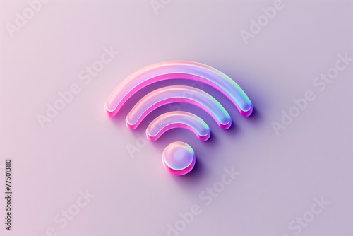 Wifi symbol pink 3d illustration. Concept of connection, internet, router.
