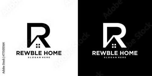 R Letter Logo Design - vector for construction, home, real estate, property, building. creative Monogram. Premium Business home logo icon.