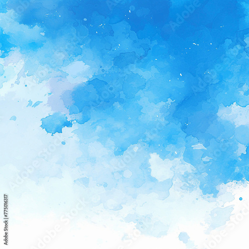 抽象的な青い空と海の色の水彩画　Generative AI