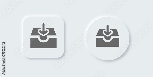 Direct message solid icon in neomorphic design style. Inbox signs vector illustration.