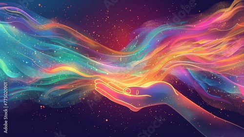 Radiant Energy Healing with Colorful Waves Flowing