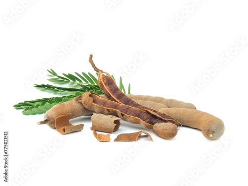 Fresh and perfectly ripe sweet tamarind. Placed isolated on a white background.	
