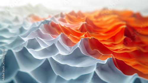 Arrière-plan contemporain en 3D avec reliefs et courbes, tons blanc et orange, effets strates géologiques, relief de montagne et paysage abstrait lunaire photo