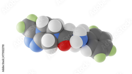 sitagliptin molecule, anti-diabetic medication, molecular structure, isolated 3d model van der Waals