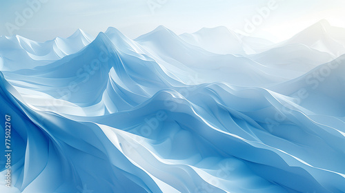 Arrière-plan contemporain en 3D avec reliefs et courbes, tons bleu glacier, effets strates géologiques, relief de montagne et paysage abstrait photo