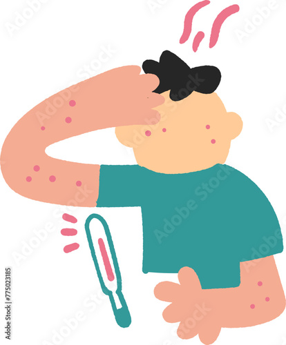 はしかの症状がある子供のイラスト素材
