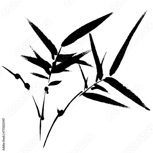 Watercolor vector of bamboo. Traditional chinese ink and wash painting