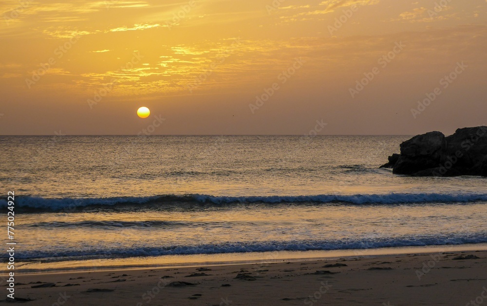 Golden sunset on a summer beach