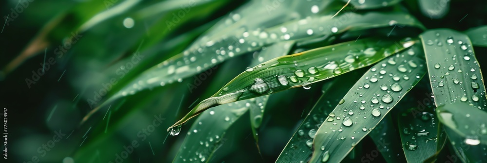 wallpaper bamboo leafs with dew fresh green aspect ratio 3:1 wallpaper bamboo leafs with dew fresh green aspect ratio 3:1