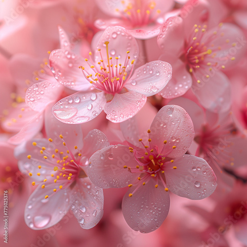 パステル背景に咲き誇る桜のテクスチャ
