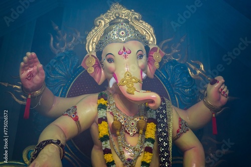 Statue of Ganesh during the auspicious Indian festival of Ganesh Chaturthi photo