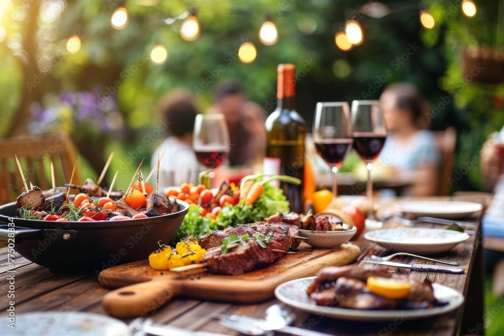 Summertime Feast, A Joyous Backyard Barbecue With Friends in the Golden Hour