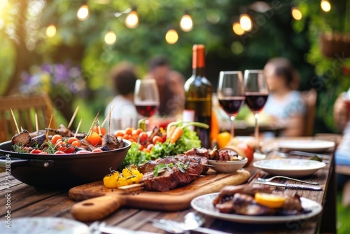Summertime Feast, A Joyous Backyard Barbecue With Friends in the Golden Hour photo