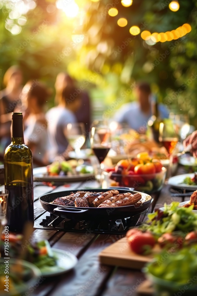 Summertime Feast, A Joyous Backyard Barbecue With Friends in the Golden Hour