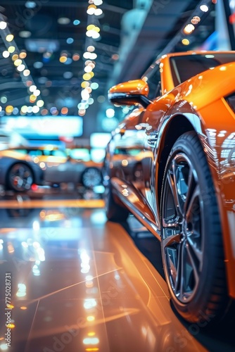 Magnificent Yellow Speedster Gleaming in Luxurious Showroom © MiraCle72