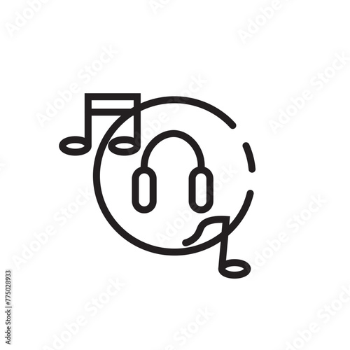 Listening Music Concent Line Icon
