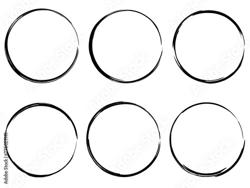 Set of aesthetic black circle borders