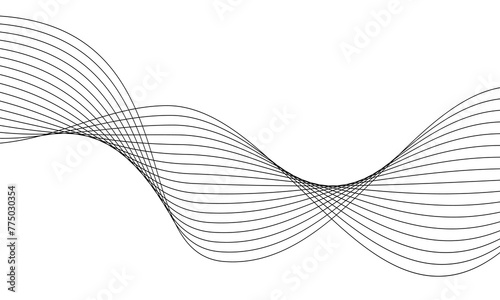 creative black line wave art abstract vector template illustration on white background