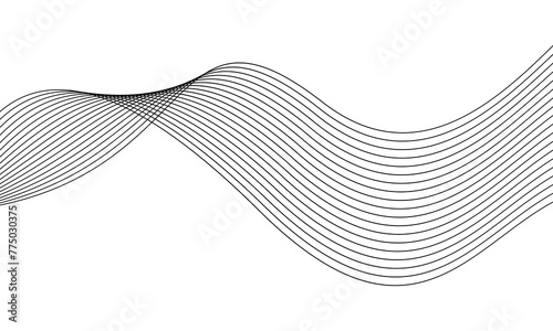 creative black line wave art abstract vector template illustration on white background