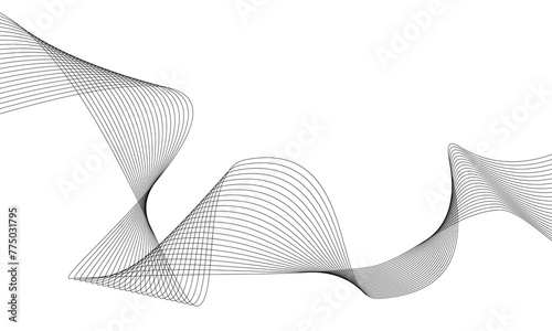 creative black line wave art abstract vector template illustration on white background