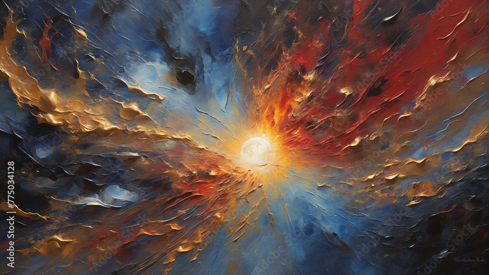 Obraz premium Oil painting in a spiral art