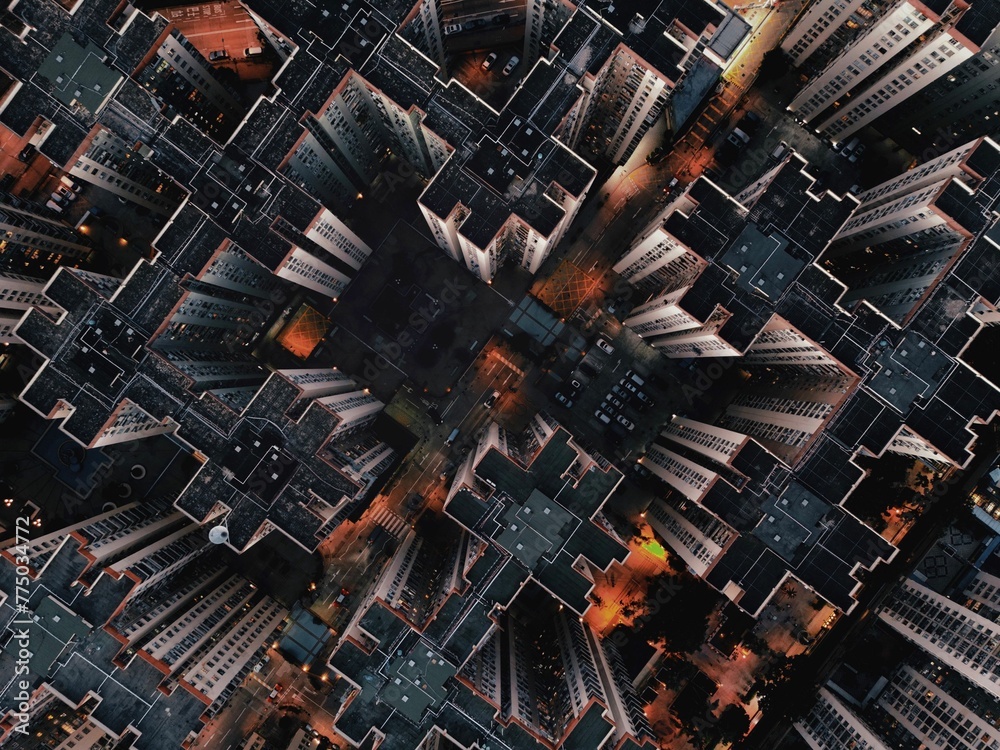Aerial view of residential blocks in Hong Kong, China