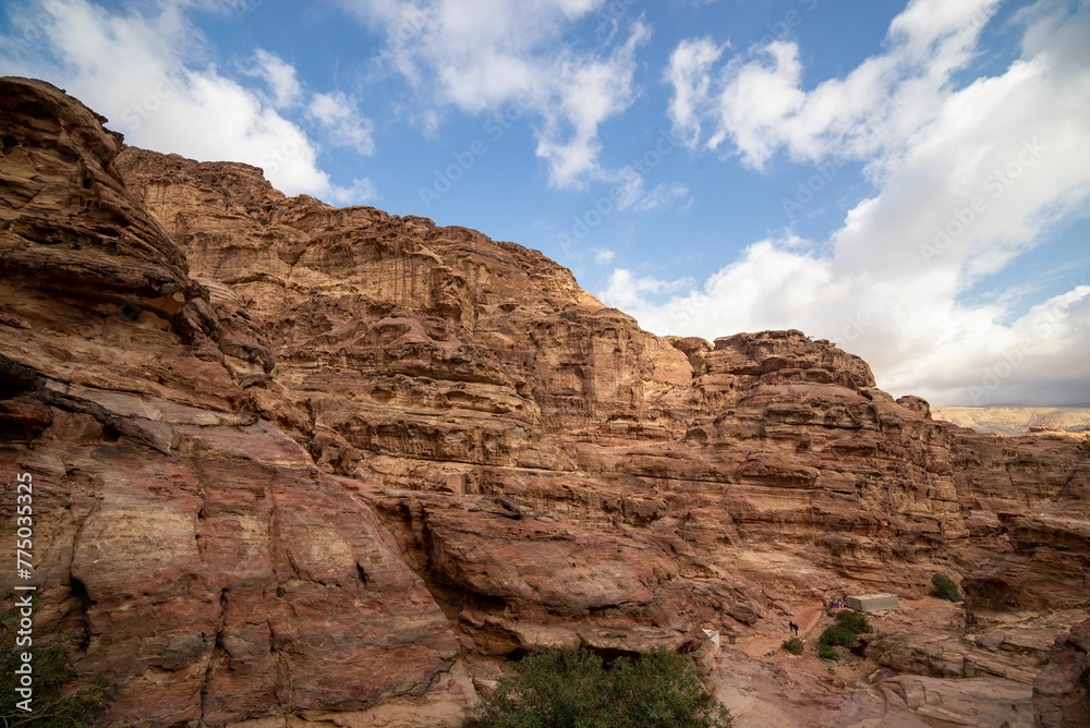 Aerial view of beautiful mountains in Petra, Jordan