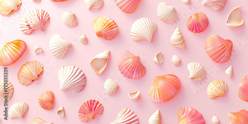 Various kinds of seashells background. 