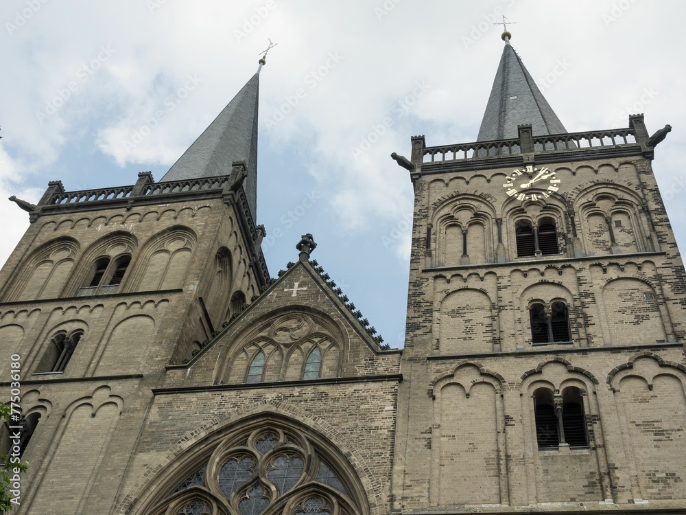 Low-angle shot of the details of a church in Xanten, Germany.