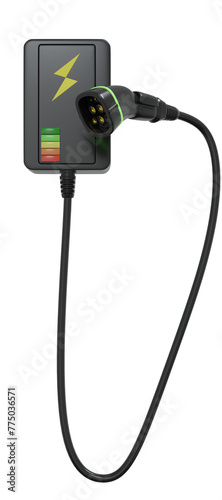 Black color mini station power charger for electric vehicle charger concept.,ev battery charger plug.