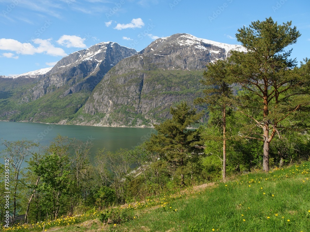 Scenic landscape in Eidfjord, Norway, Scandinavia