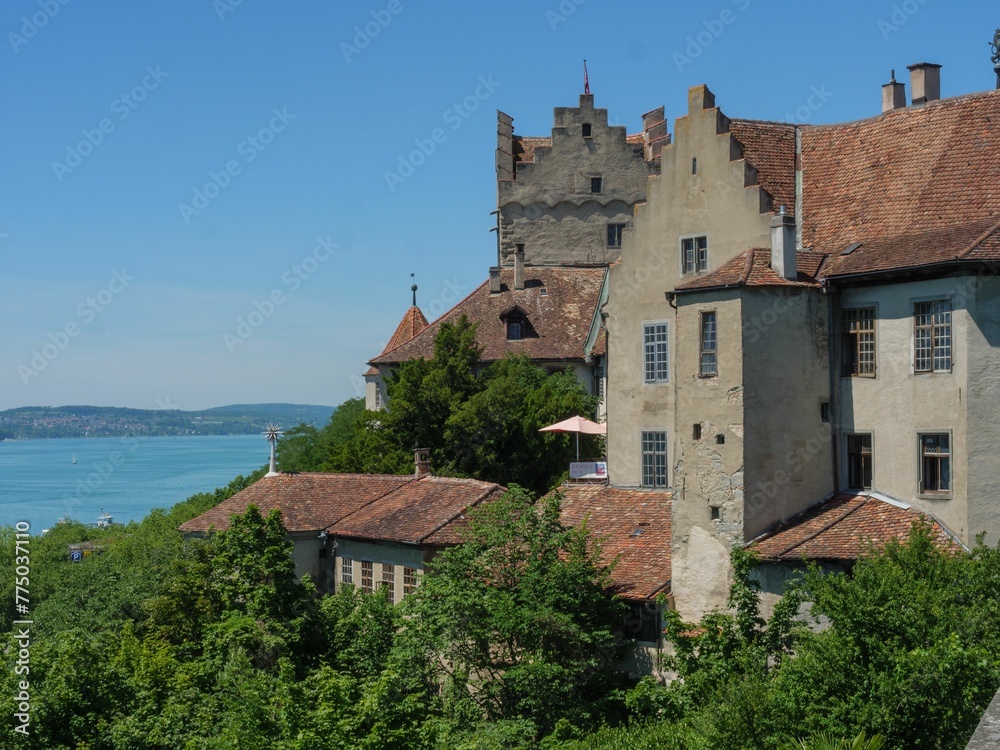 Scenic view of the buildings located on the shore of lake Constance in Meersburg, Germany