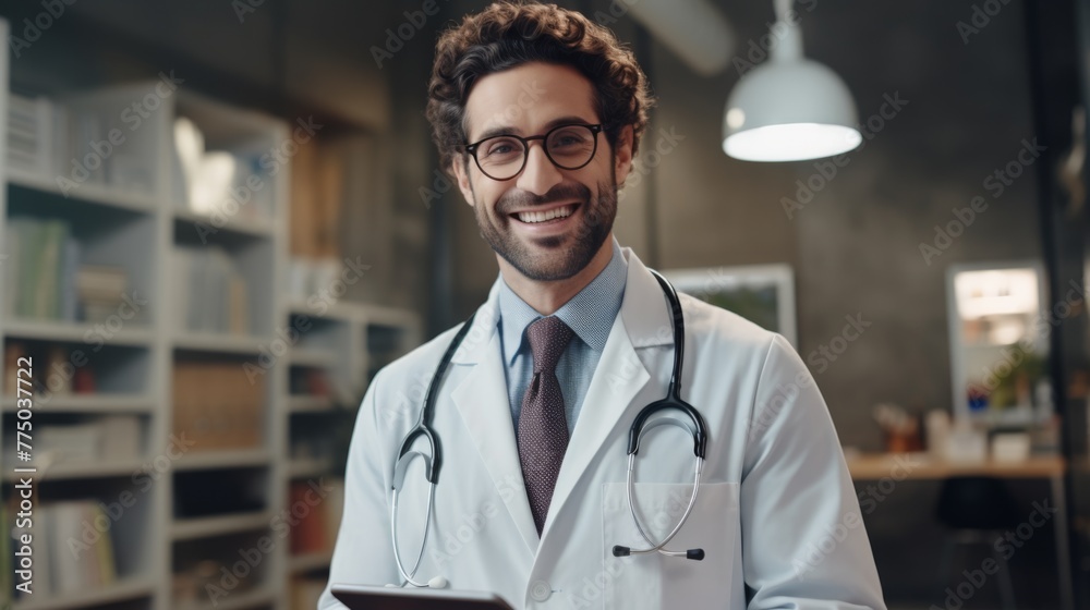Smiling Doctor in Medical Office Smiling Doctor in Medical Office