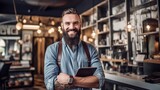 Smiling Man Holding a Tablet