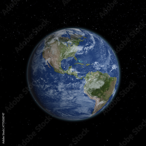 Planet Earth with clouds - High quality 3d rendering. Elements of this image provided by NASA